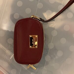 Michael Kors Burgundy Wristlet with Gold Hardware